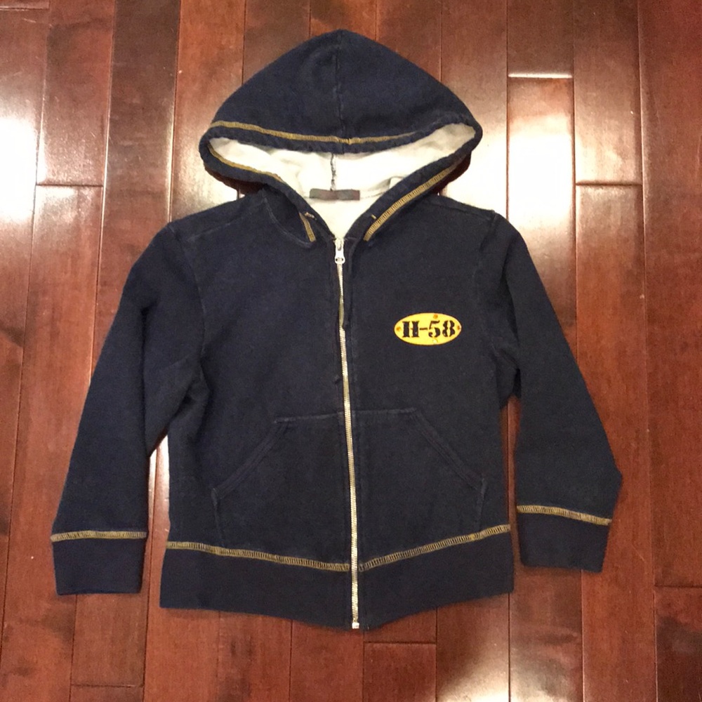 HANK Navy blue 3/4 sleeve crop length track jacket